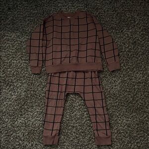 Kids Brown Grid Matching Set